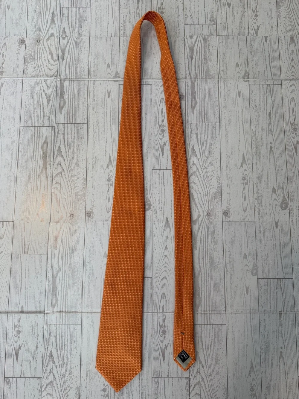 Giorgio Armani Silk Geometric Micro-Pattern Tie Orange